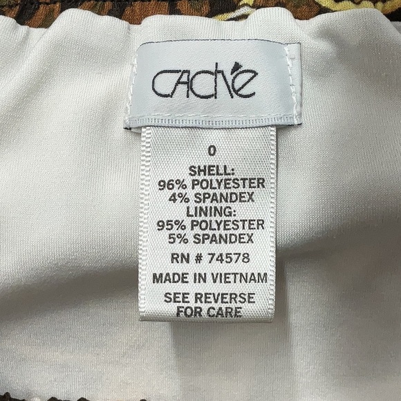 Vintage Cache Brown and Black Leopard Print Chain Faux Wrap Skirt Size 0 XXS XS - Picture 4 of 5